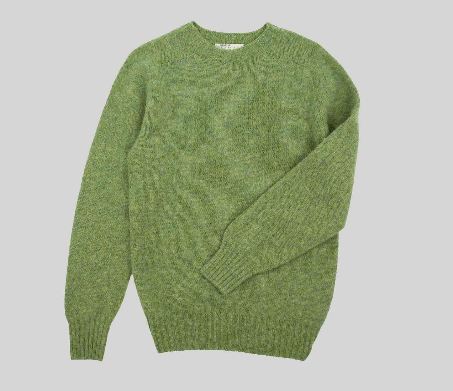 Classic Shetland Crew Neck Jumper in Fern