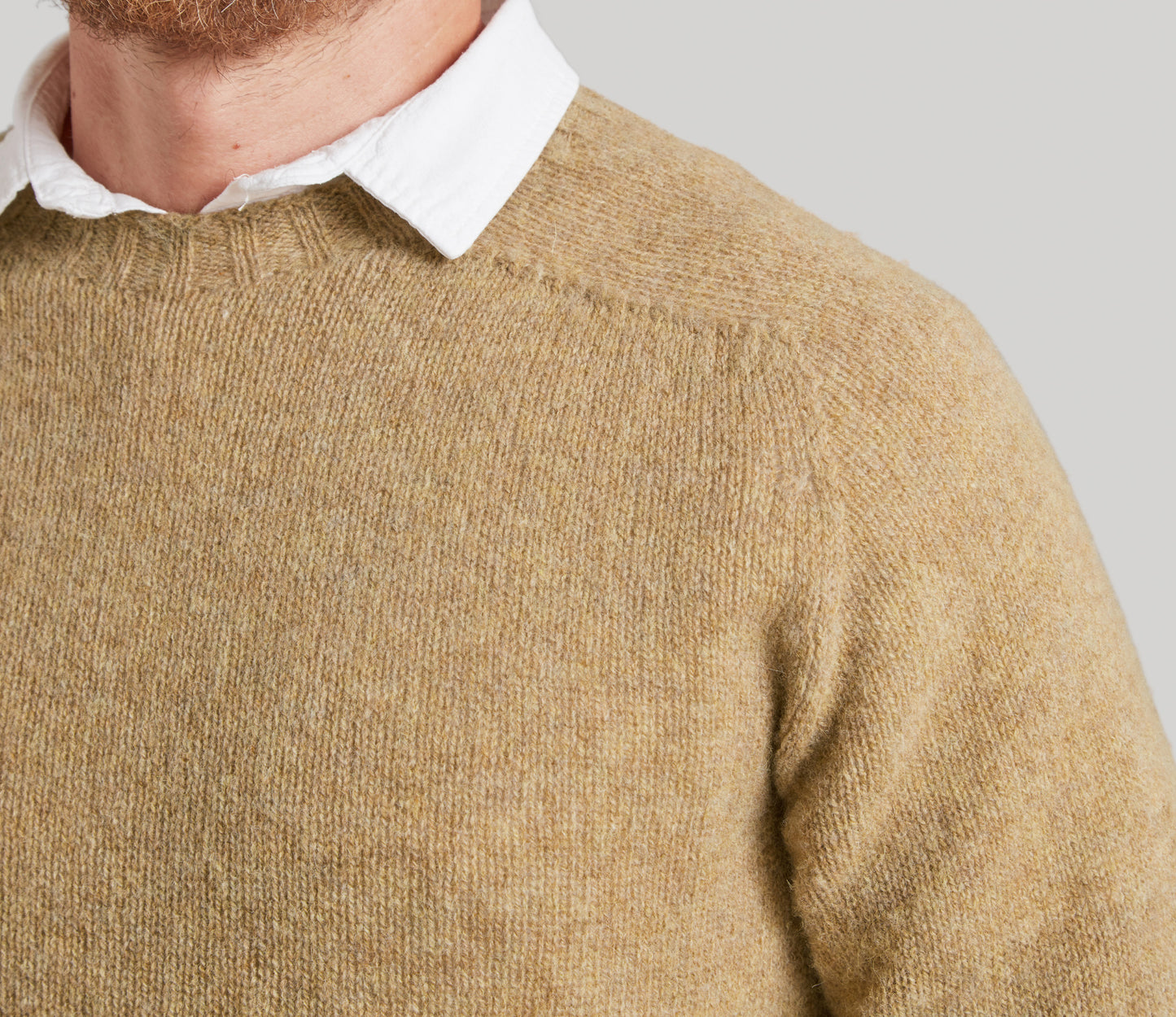 Classic Shetland Crew Neck Jumper in Oatmeal