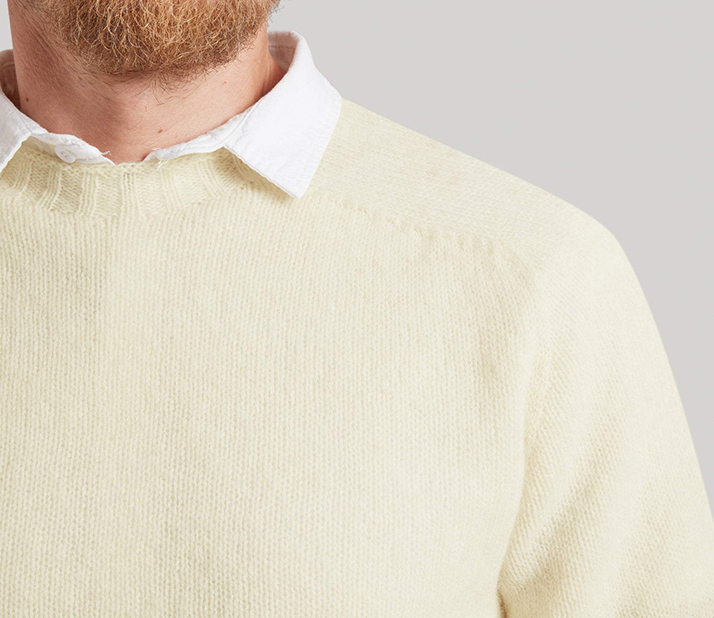 Classic Shetland Crew Neck Jumper in Ecru