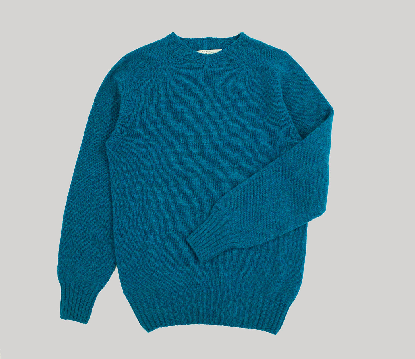 Classic Shetland Crew Neck Jumper in Sea Blue