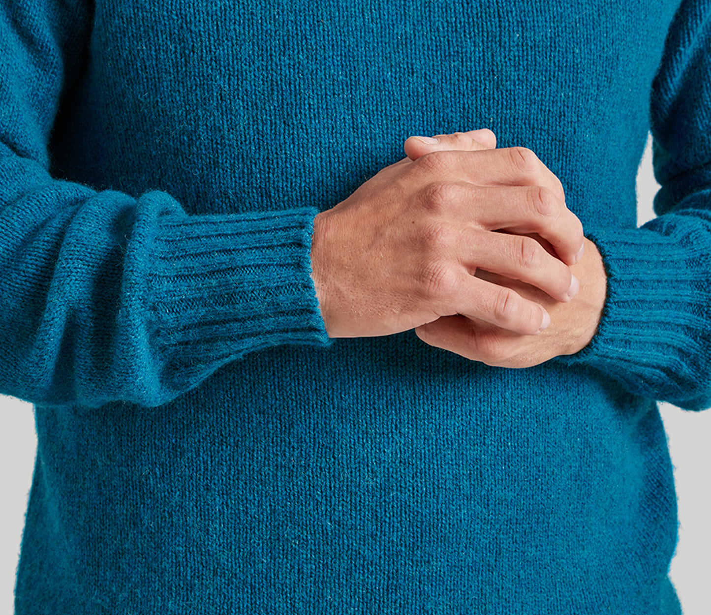 Classic Shetland Crew Neck Jumper in Sea Blue
