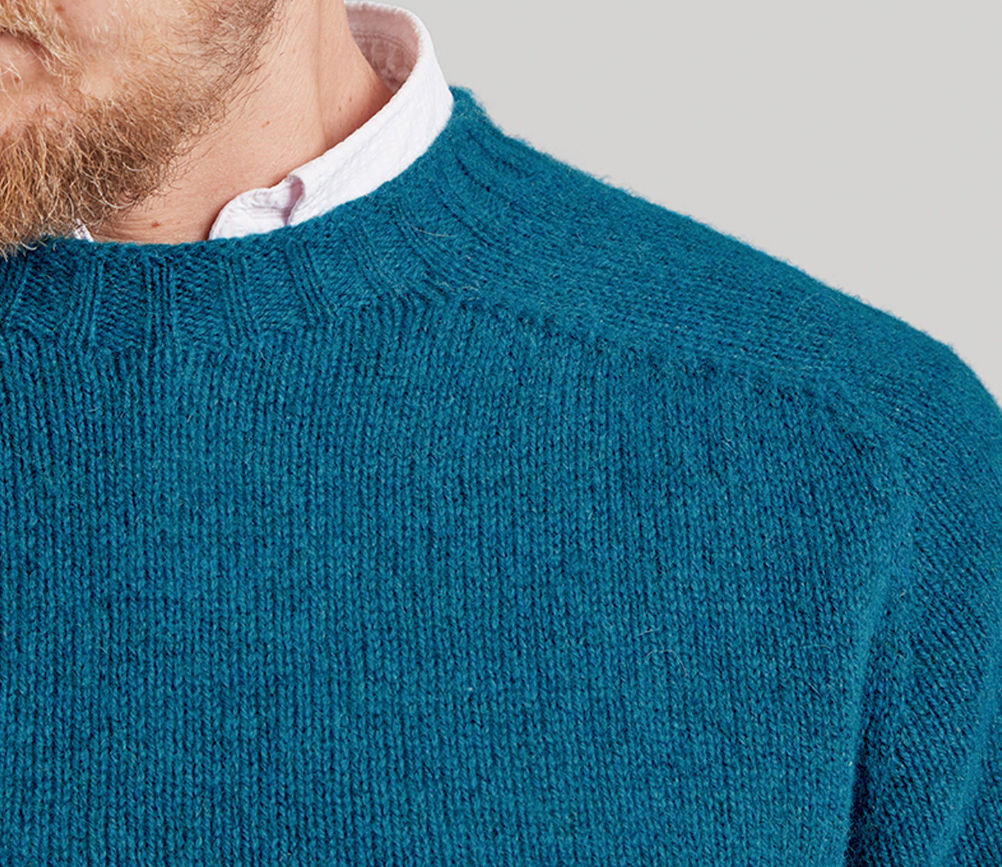 Classic Shetland Crew Neck Jumper in Sea Blue