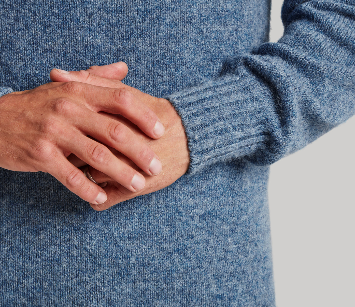 Classic Shetland Crew Neck Jumper in Sky