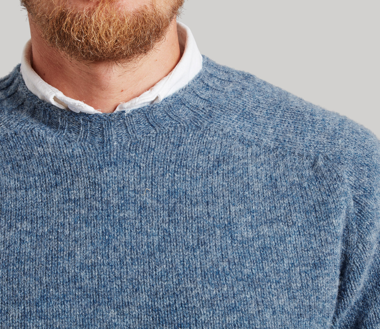Classic Shetland Crew Neck Jumper in Sky