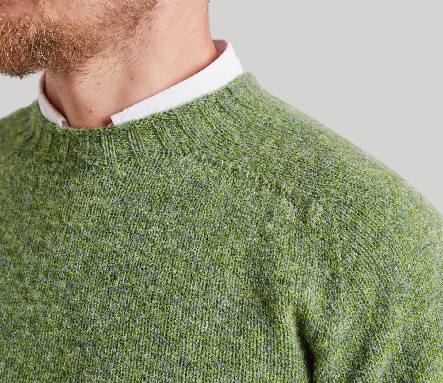 Classic Shetland Crew Neck Jumper in Fern