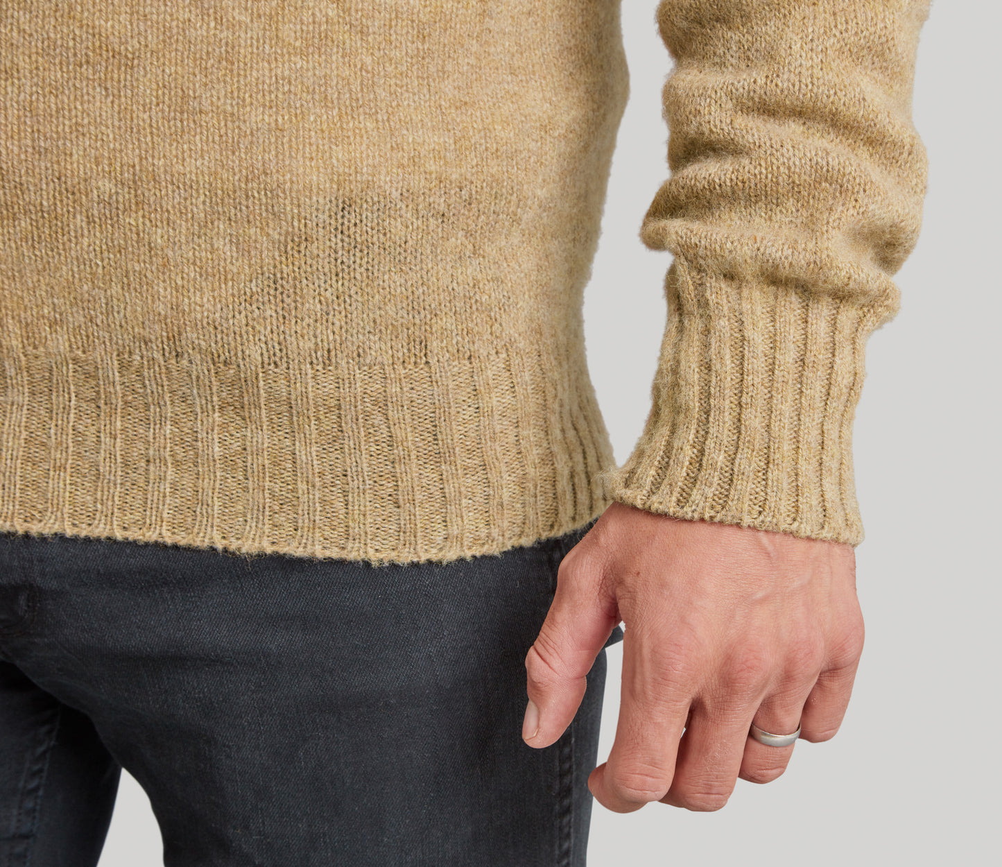 Classic Shetland Crew Neck Jumper in Oatmeal