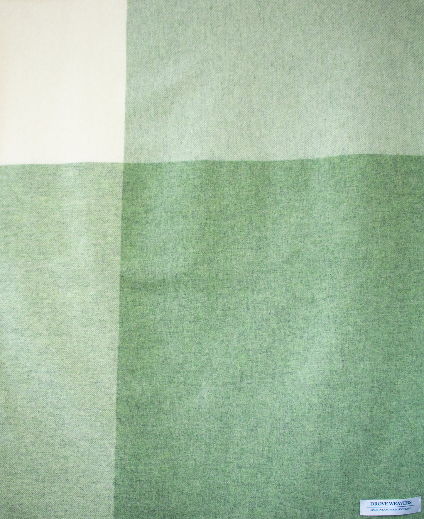 Geelong Cashmere Mix Block Check Throw in Soft Green & Cream