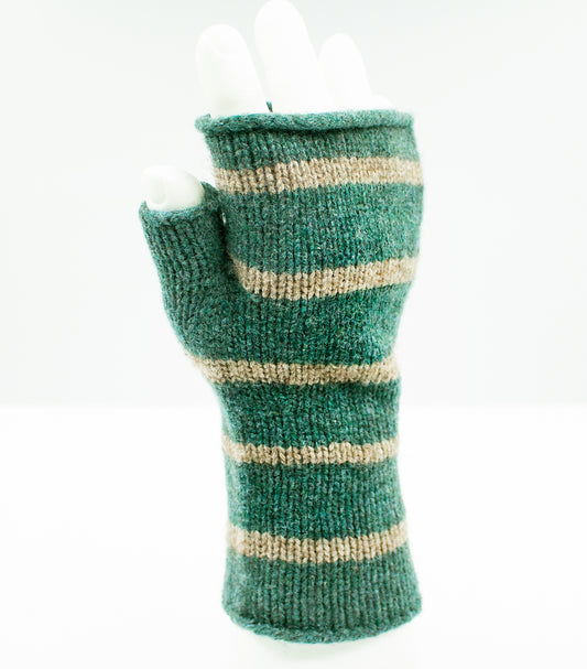 Merino-Yak Wrist Warmers in Forest Stripe