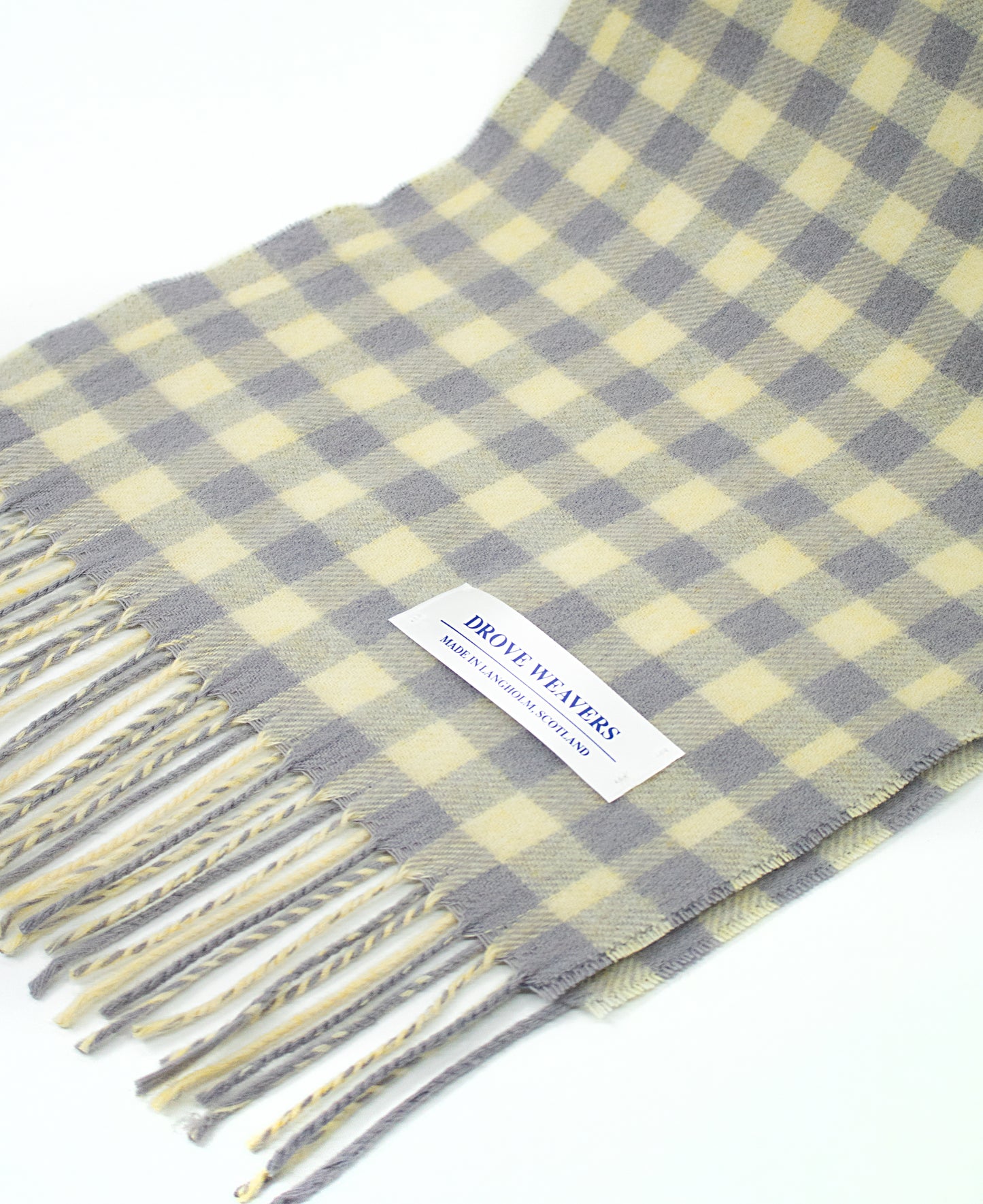 Cashmere Geelong Scarf in Yellow & Grey Check