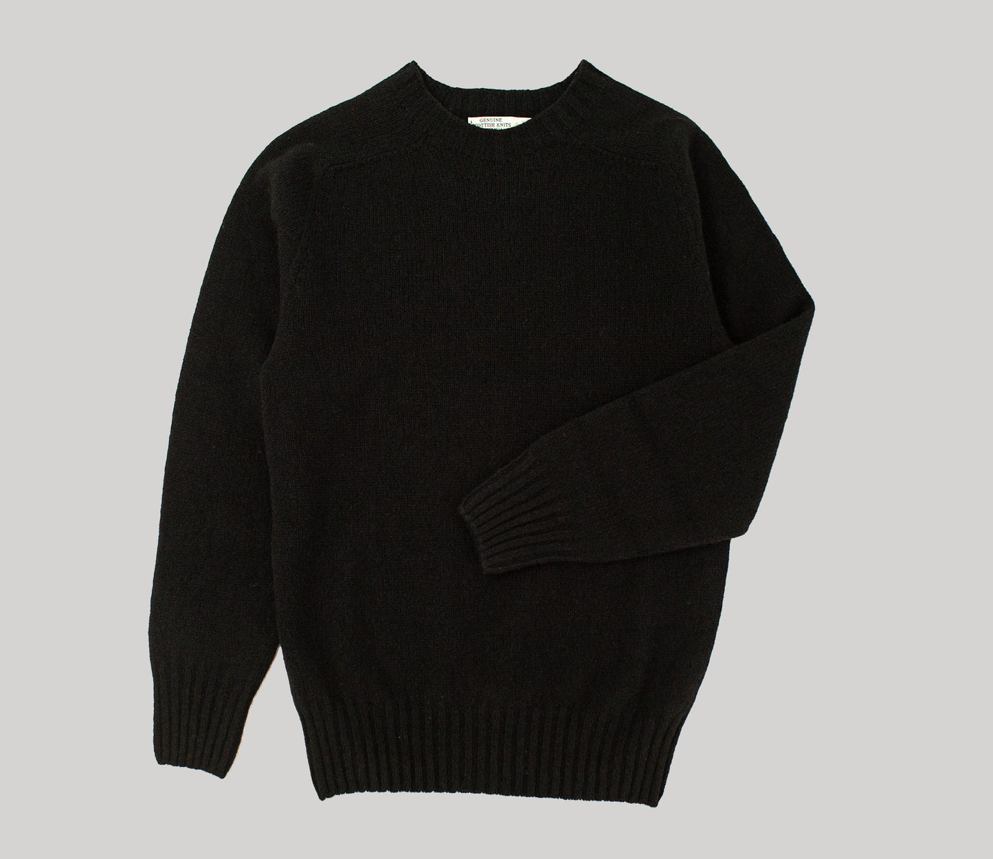 Classic Shetland Crew Neck Jumper in Black