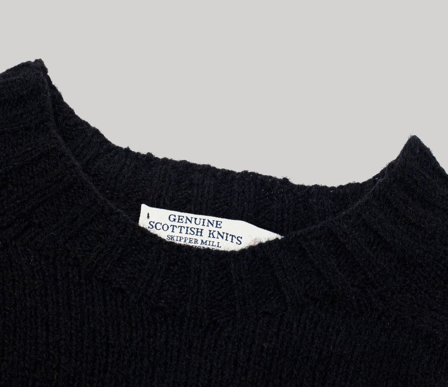 Classic Shetland Crew Neck Jumper in Black