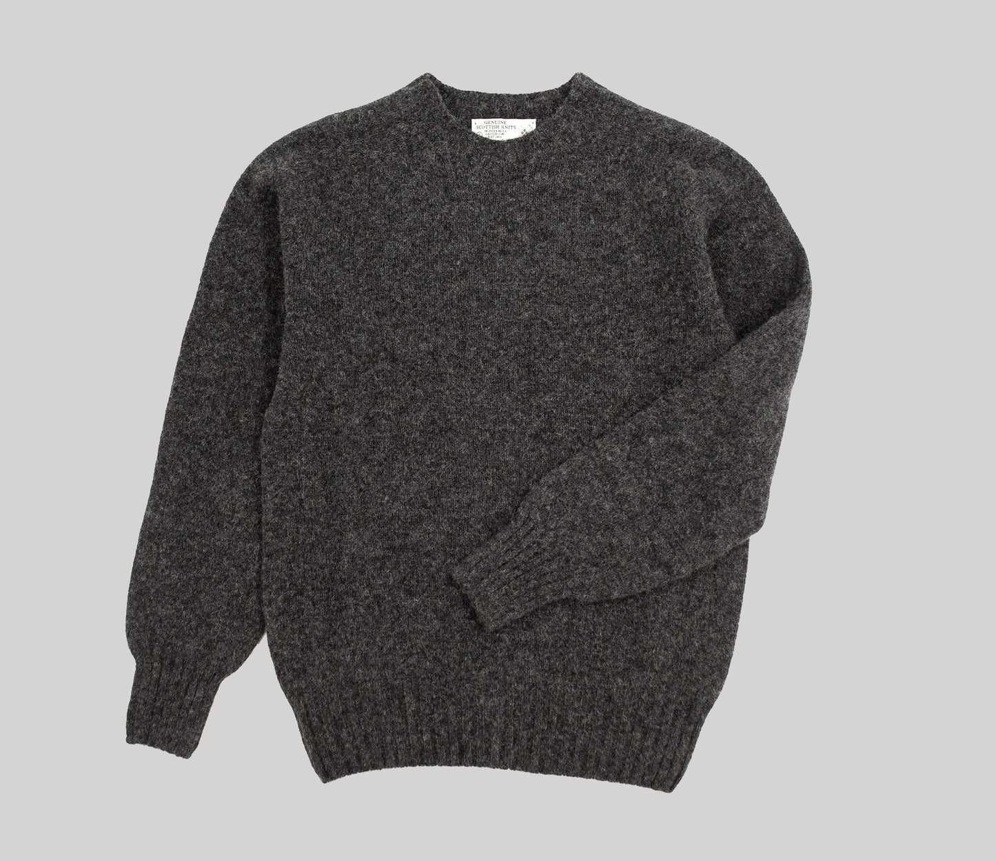 Classic Shetland Crew Neck Jumper in Charcoal
