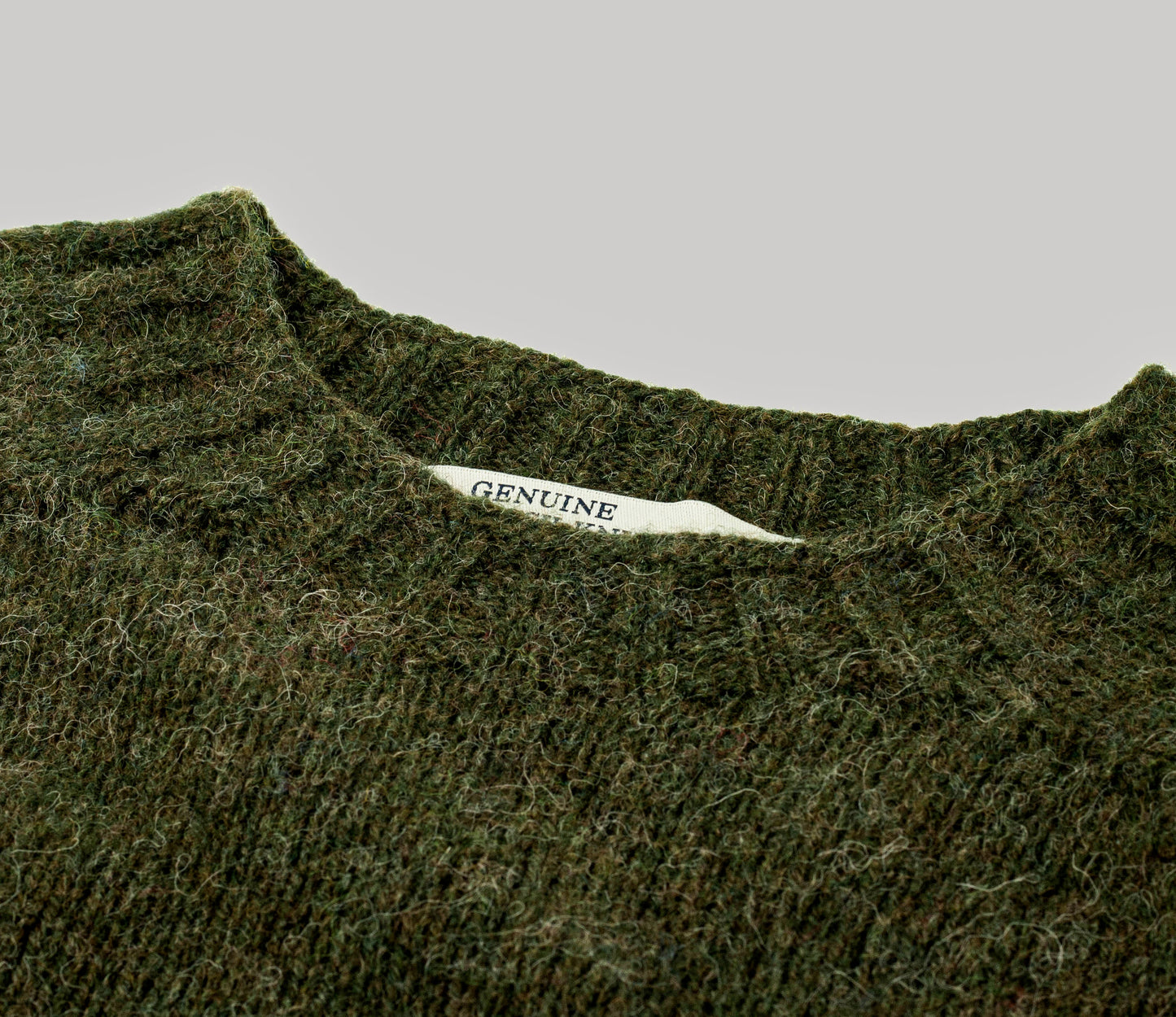 Classic Shetland Crew Neck Jumper in Moss Green