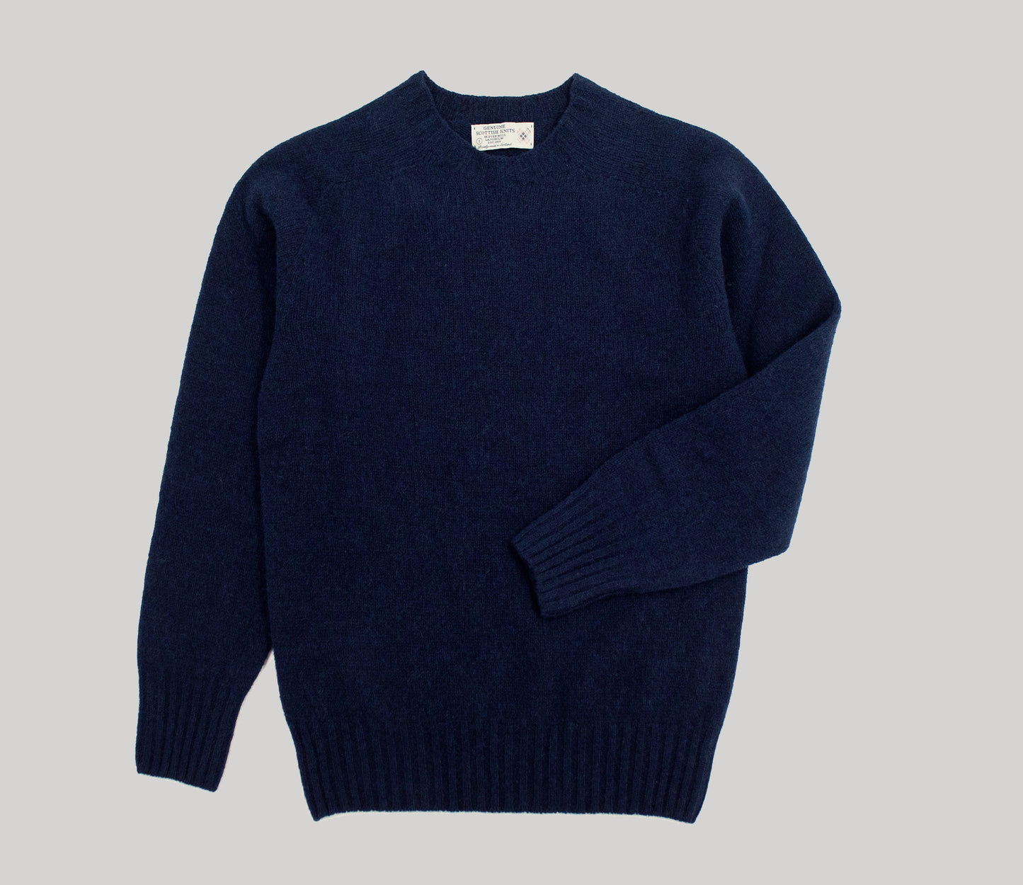 Classic Shetland Crew Neck Jumper in Navy