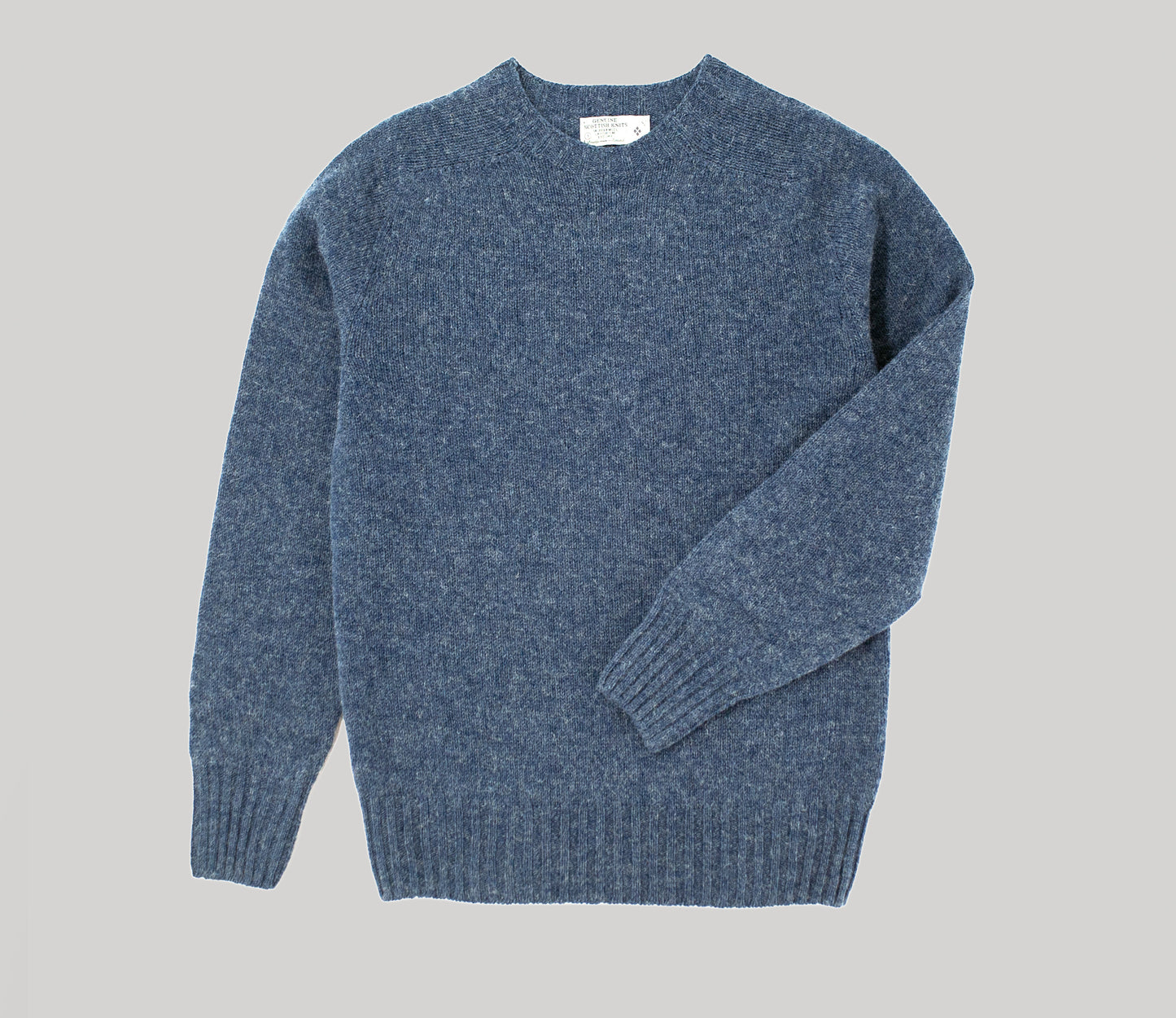 Classic Shetland Crew Neck Jumper in Storm Blue