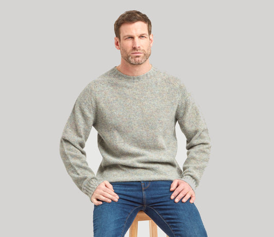 Classic Shetland Crew Neck Jumper in Galaxy Grey