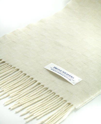 Cashmere Check Scarf in Ecru