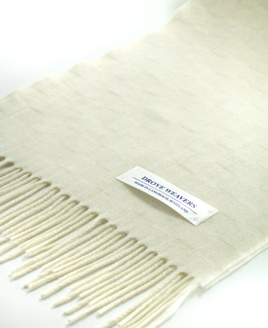 Cashmere Check Scarf in Ecru