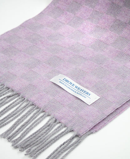 Cashmere Geelong Check Scarf in Lilac & Grey