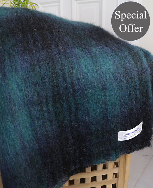 SPECIAL OFFER - Mohair Wool Blend Throw in Black Watch