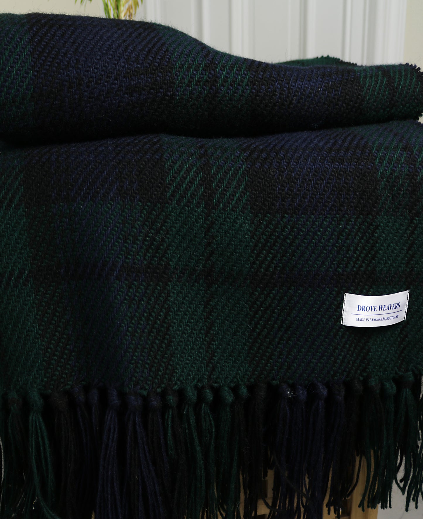 Wool Tartan Blanket in Black Watch