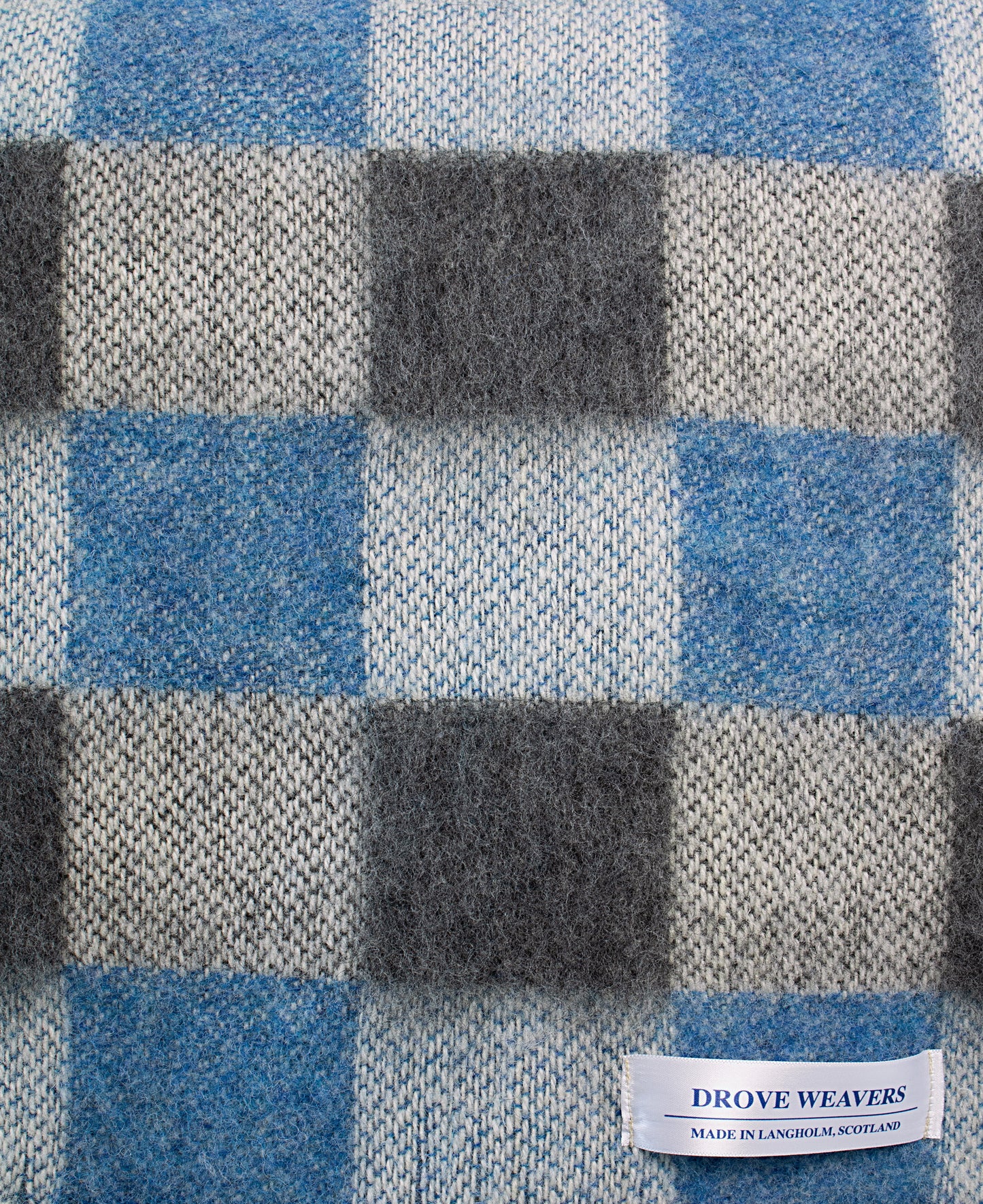 Wool Throw in Blue & Grey Check