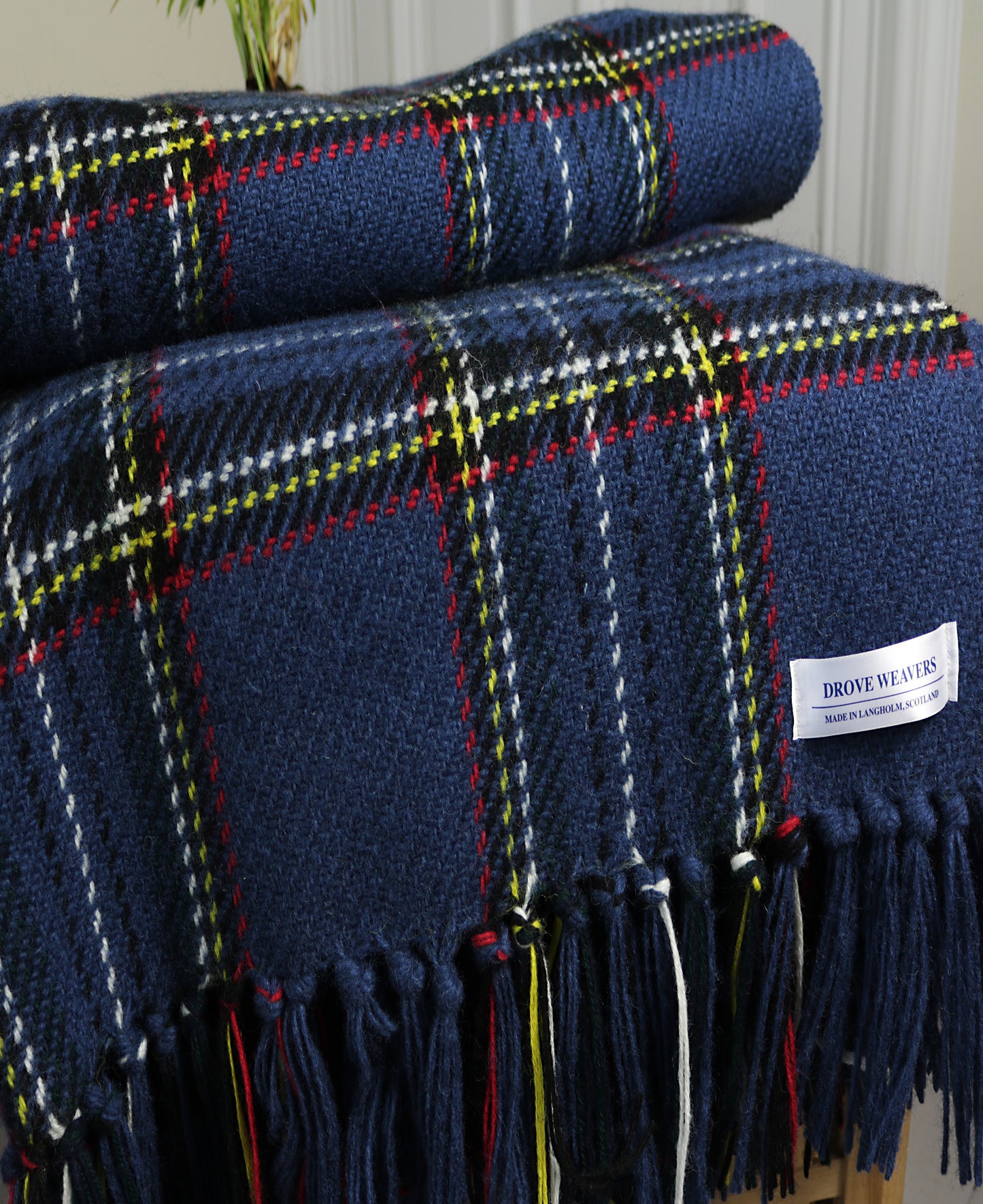 Wool Tartan Blanket in Blue Stewart