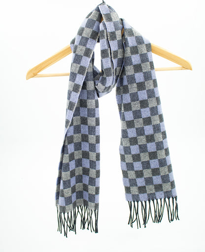 Cashmere Check  Scarf in Lilac & Charcoal