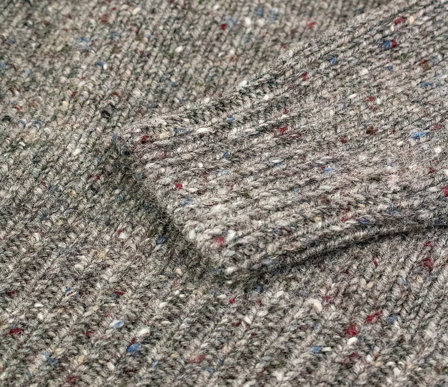 Chunky Donegal Wool Crew Neck Jumper in Flannel Grey Tweed