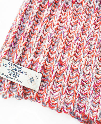 Chunky Knit Ribbed Cashmere Scarf in Pink Mix