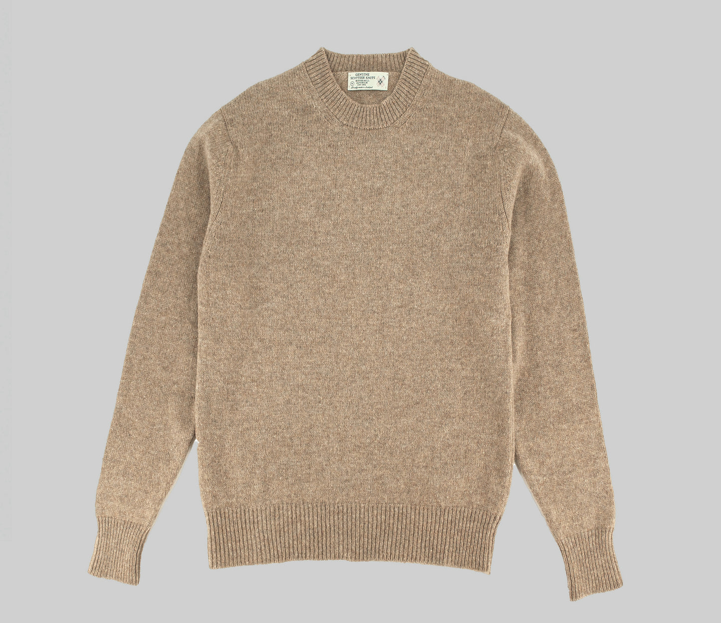 Classic Shetland Crew Neck Jumper in Camel