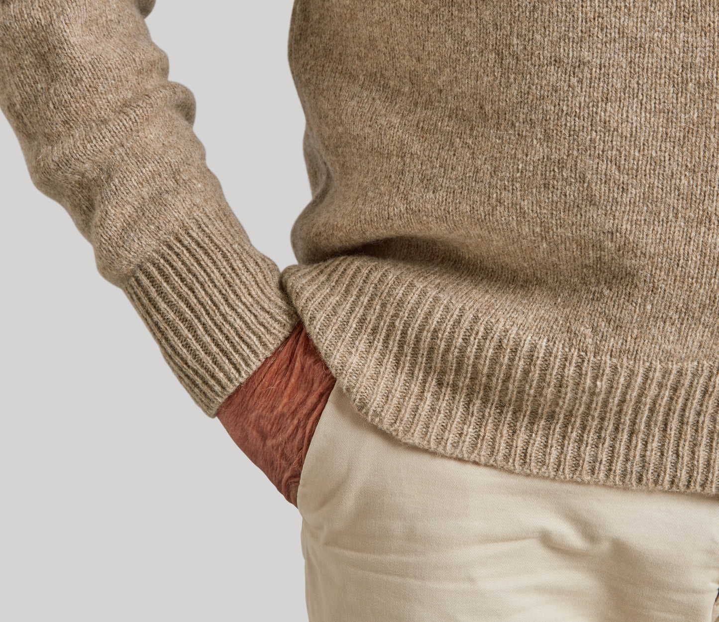 Classic Shetland Crew Neck Jumper in Camel
