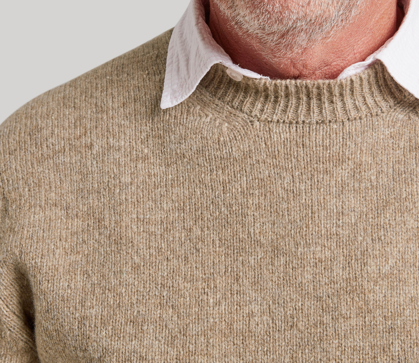 Classic Shetland Crew Neck Jumper in Camel