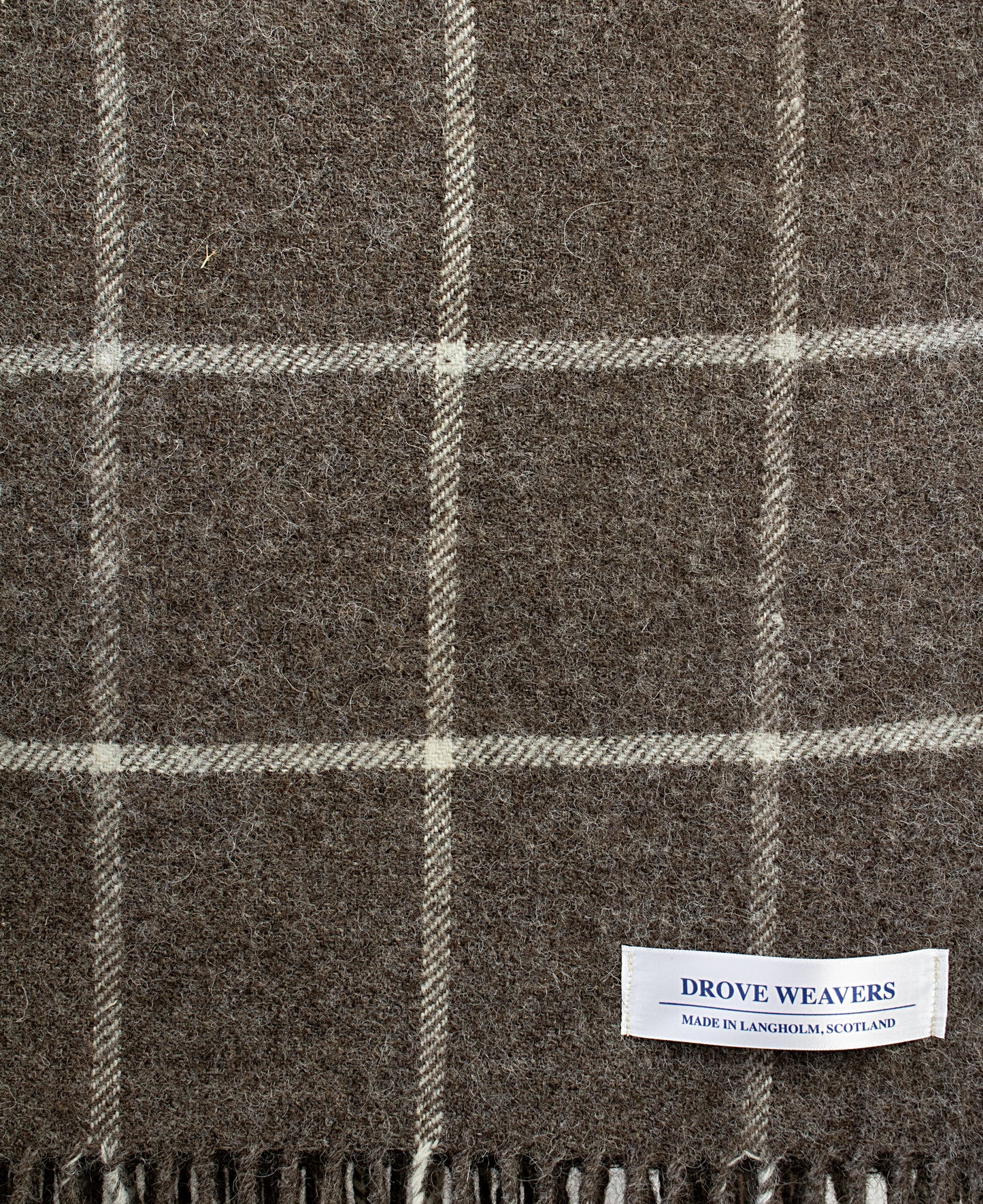 Wool Throw in Dark Natural Check