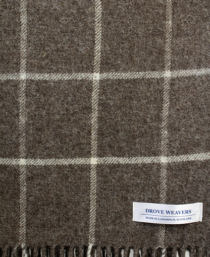 Wool Throw in Dark Natural Check