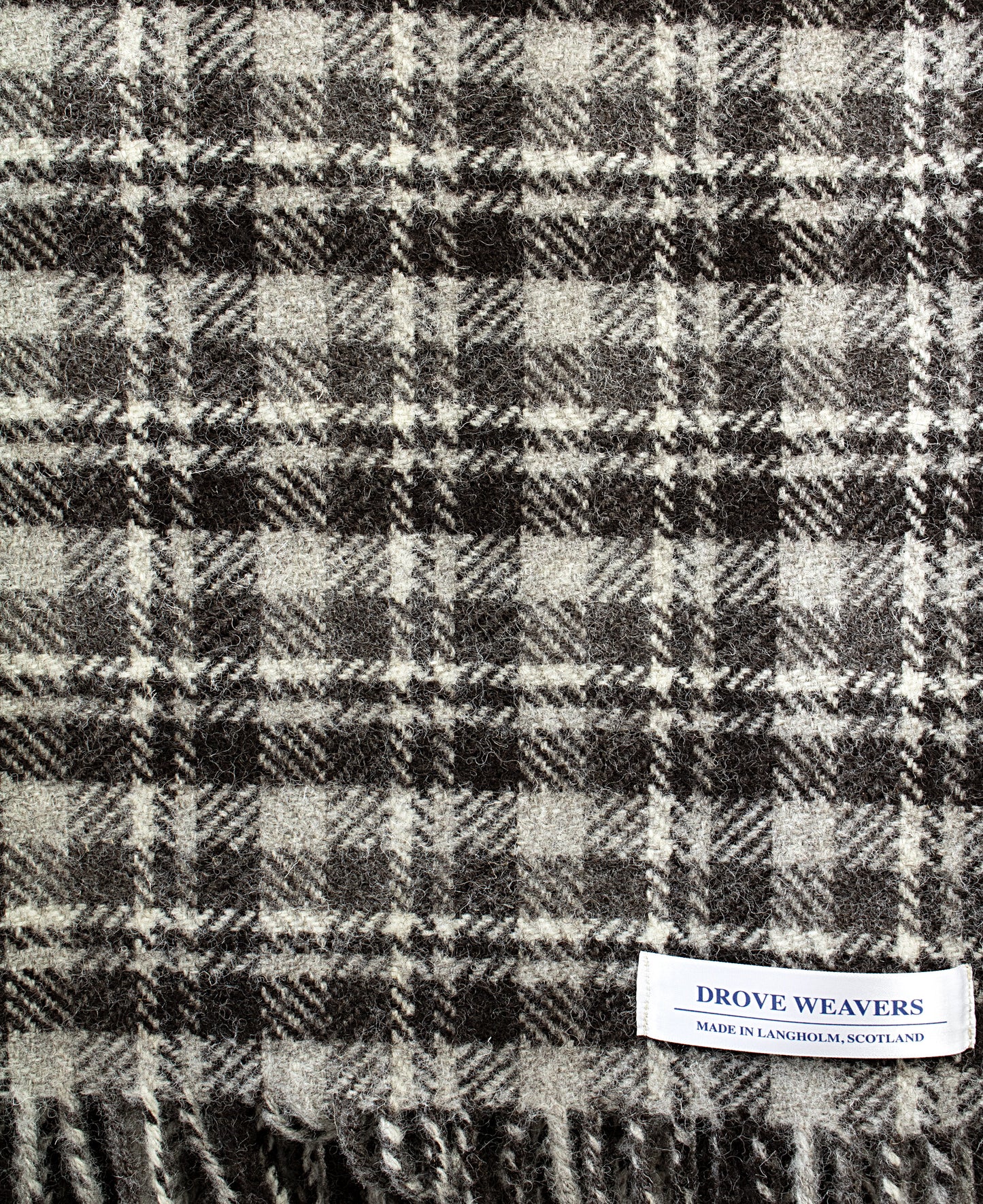 Wool Throw in Dark Natural Small Check