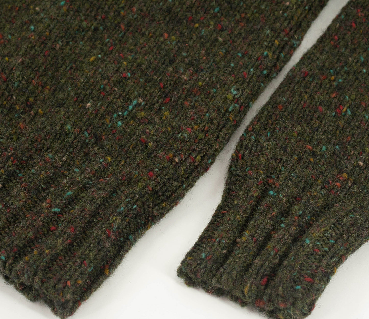 Chunky Donegal Wool Crew Neck Jumper in Forest Tweed