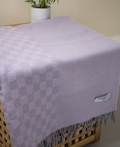 Lambswool Check Throw in Lilac