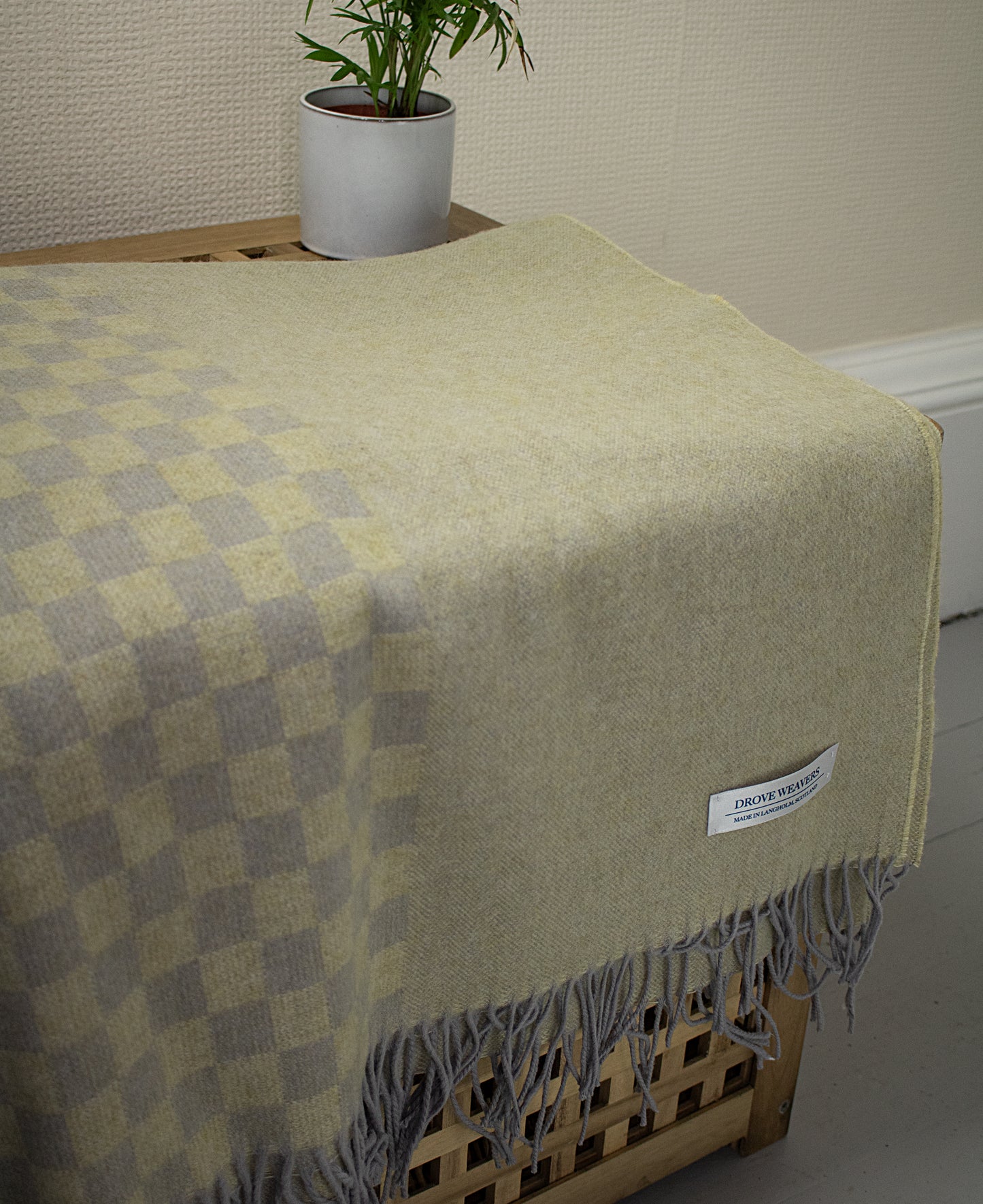 Lambswool Check Throw in Yellow