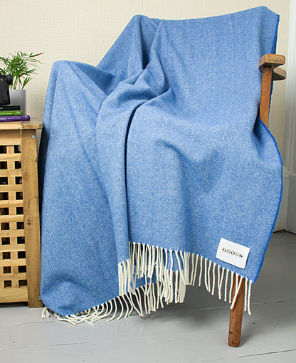 Geelong Wool Throw in Bright Blue