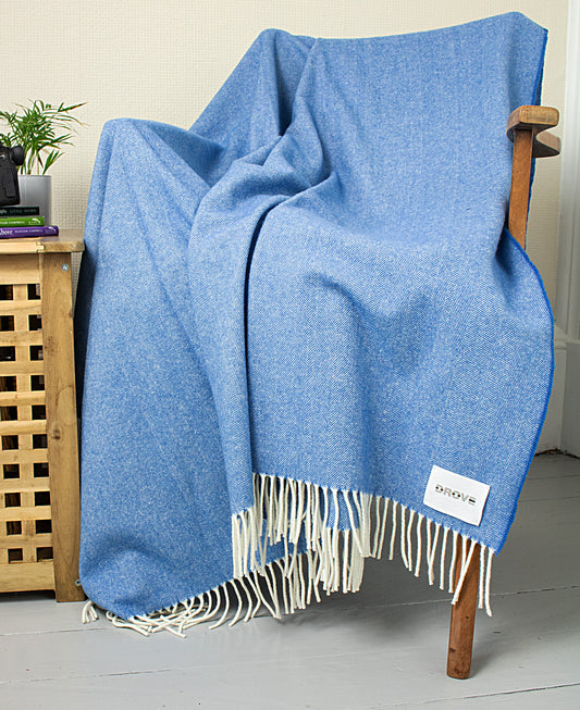Geelong Wool Throw in Bright Blue