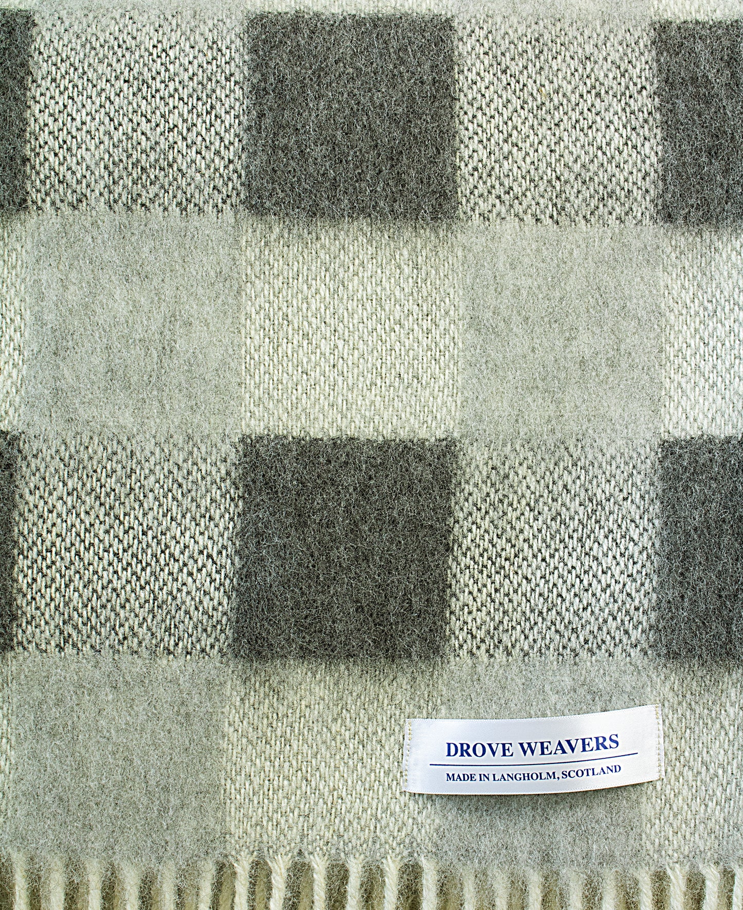 Wool Throw in Grey & Ecru Check