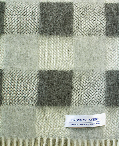 Wool Throw in Grey & Ecru Check