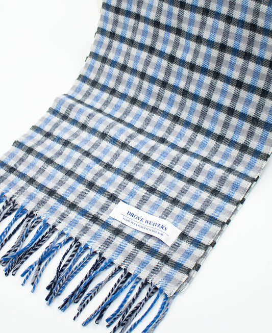 Cashmere Geelong Scarf in Gun Club Check Blue
