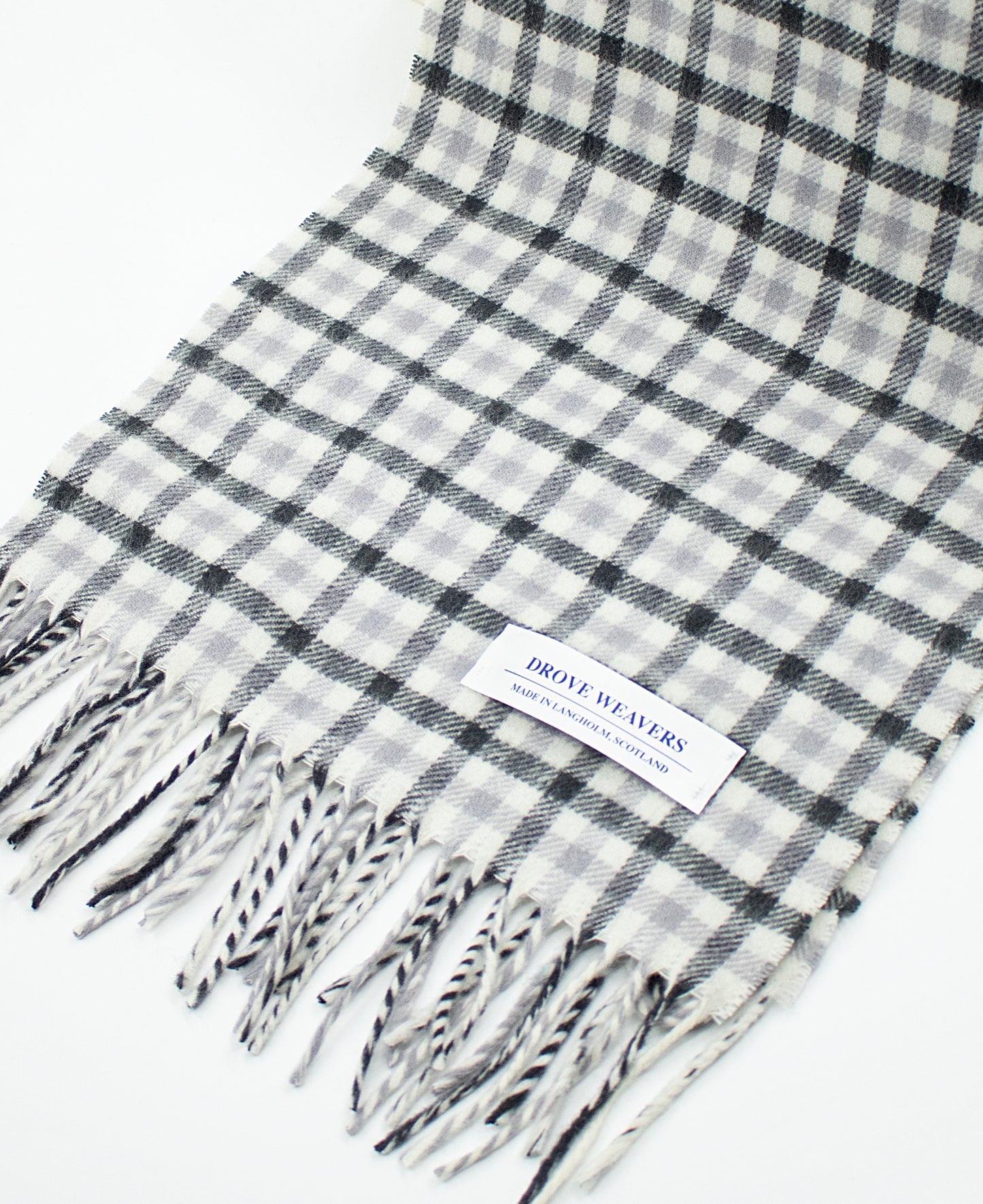 Cashmere Geelong Scarf in Gun Club Check Grey