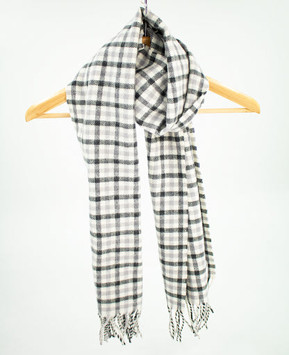 Cashmere Geelong Scarf in Gun Club Check Grey