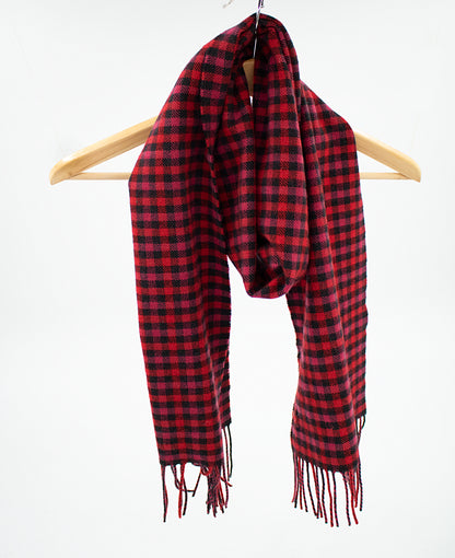 Cashmere Geelong Scarf in Gun Club Check Red