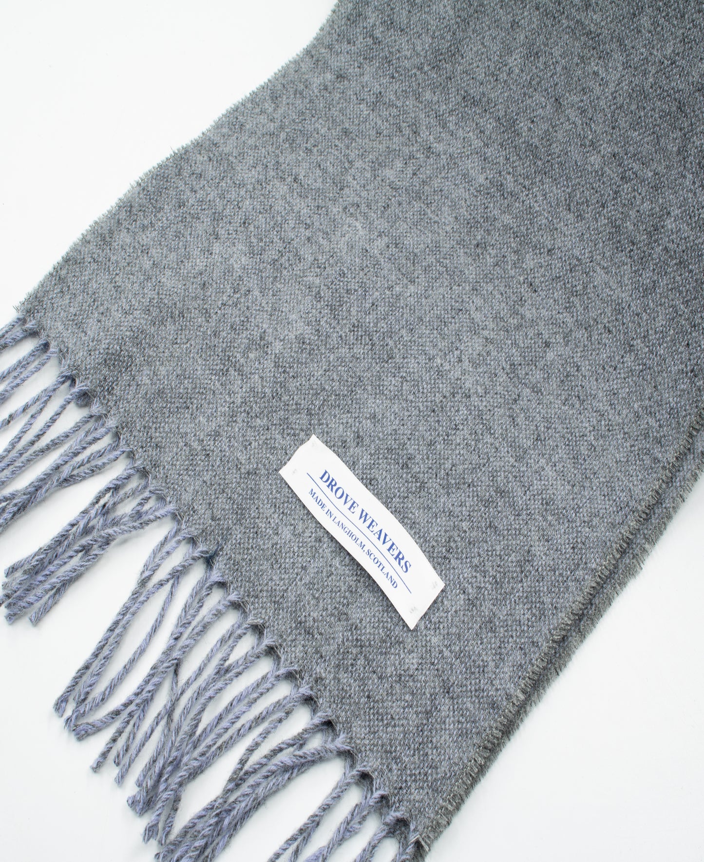 Herringbone Wool Scarf in Grey with Lilac Warp