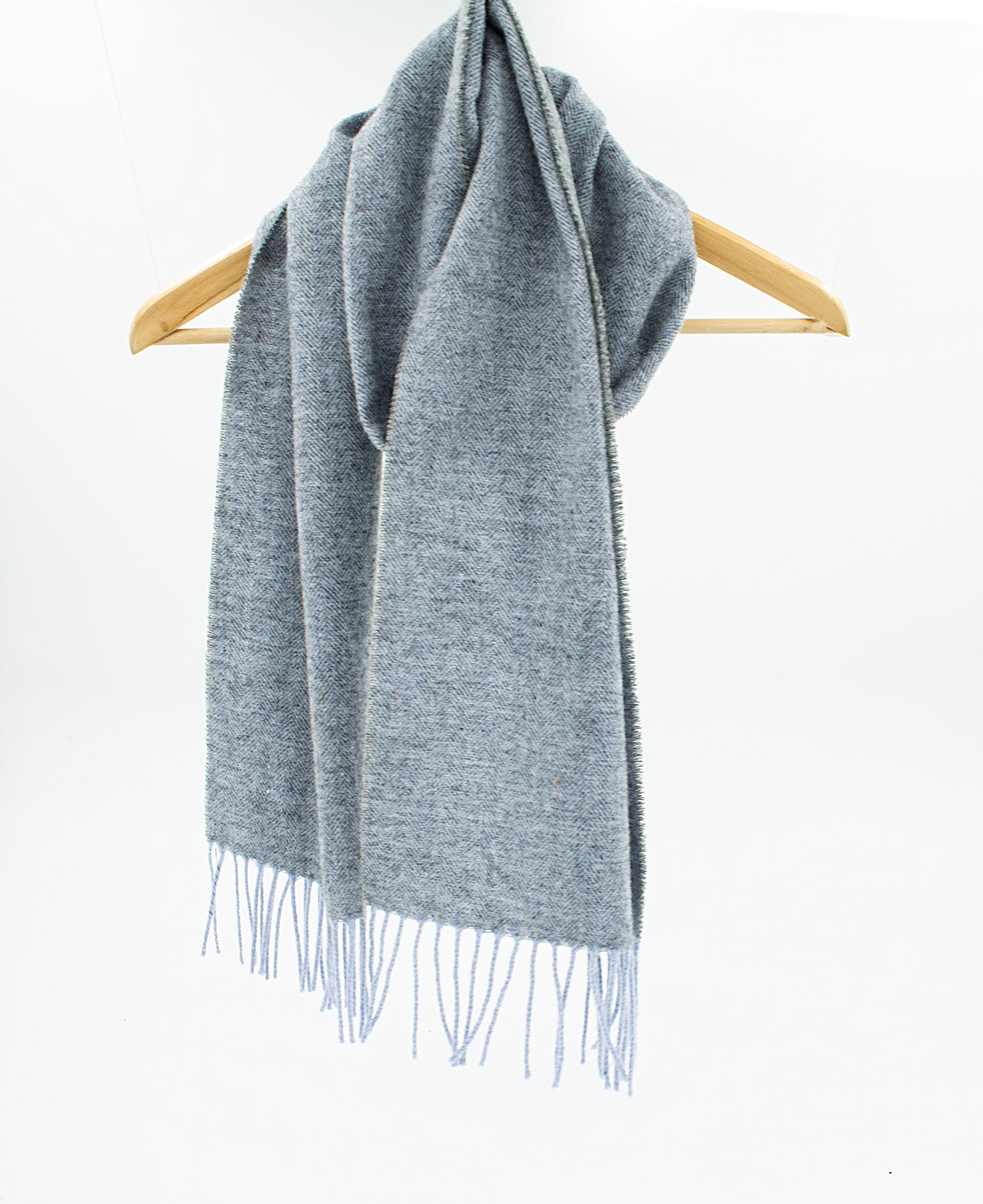 Herringbone Wool Scarf in Grey with White & Lilac Warp