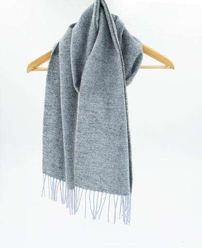 Herringbone Wool Scarf in Grey with White & Lilac Warp
